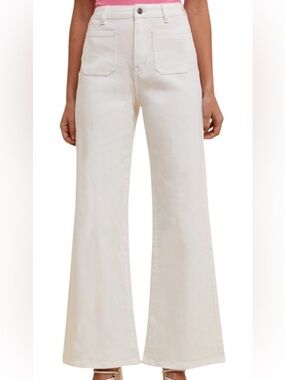 Annie Wear White Stretch Flare Boot Cut Denim with Front Patch Pockets